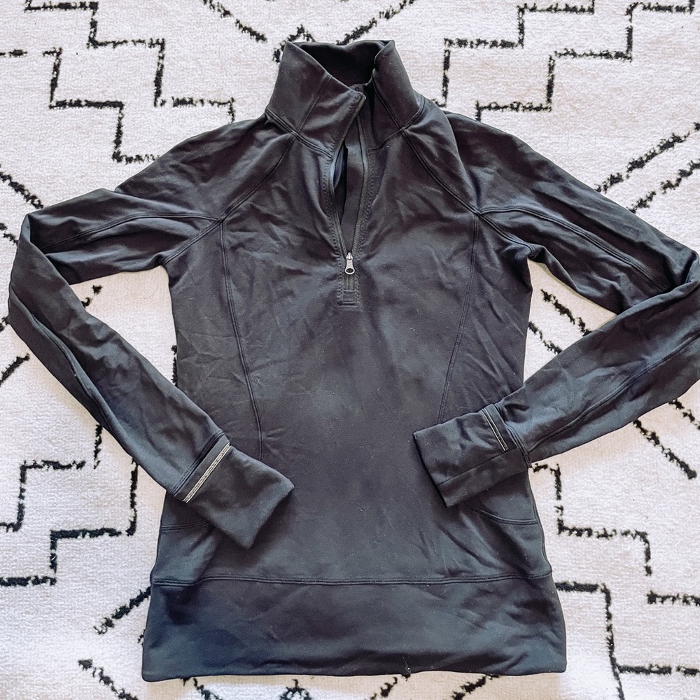 Lululemon black quarter zip yoga jacket